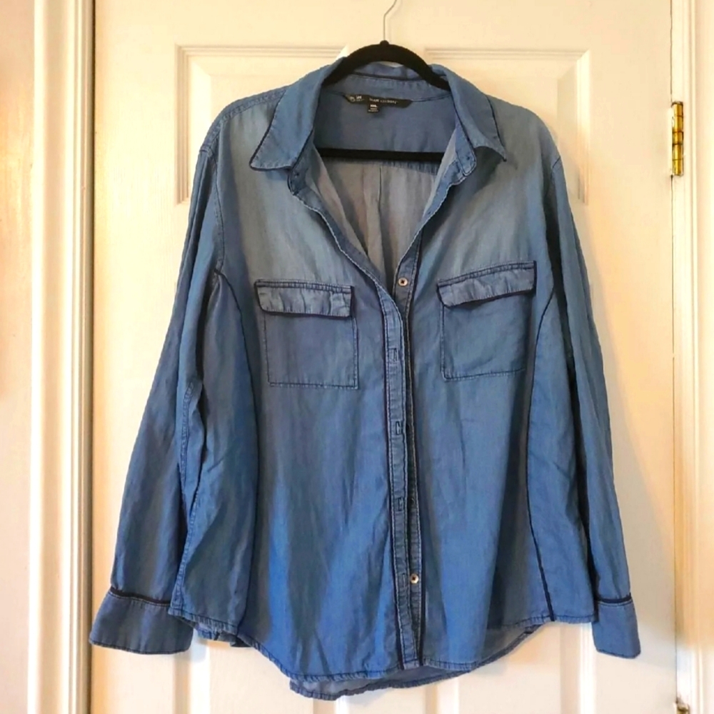 Lee Button Down Jean Blouse Size XXL